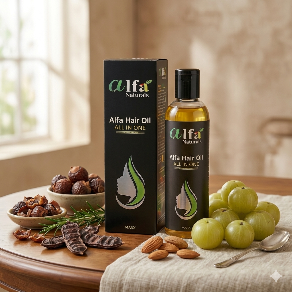 Alfa Naturals | Best All-In-One Hair Oil for Growth & Black Shine